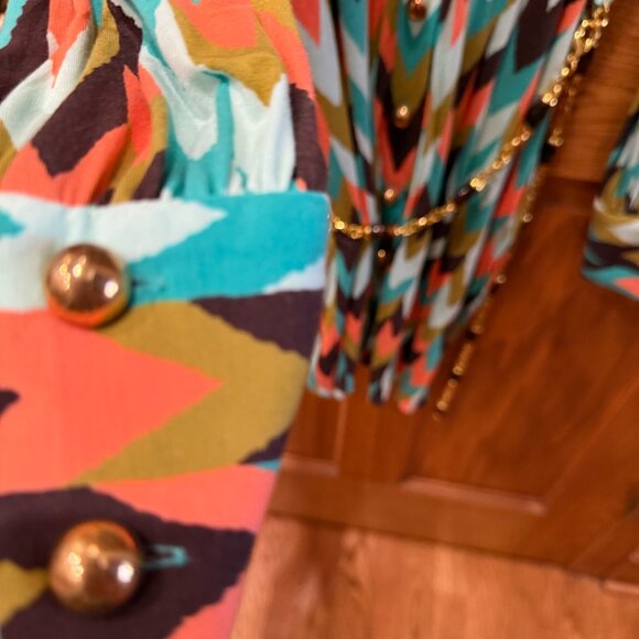 Milly Southwestern Print Shirtdress, belted, SZ M; NWT - Picture 4 of 8